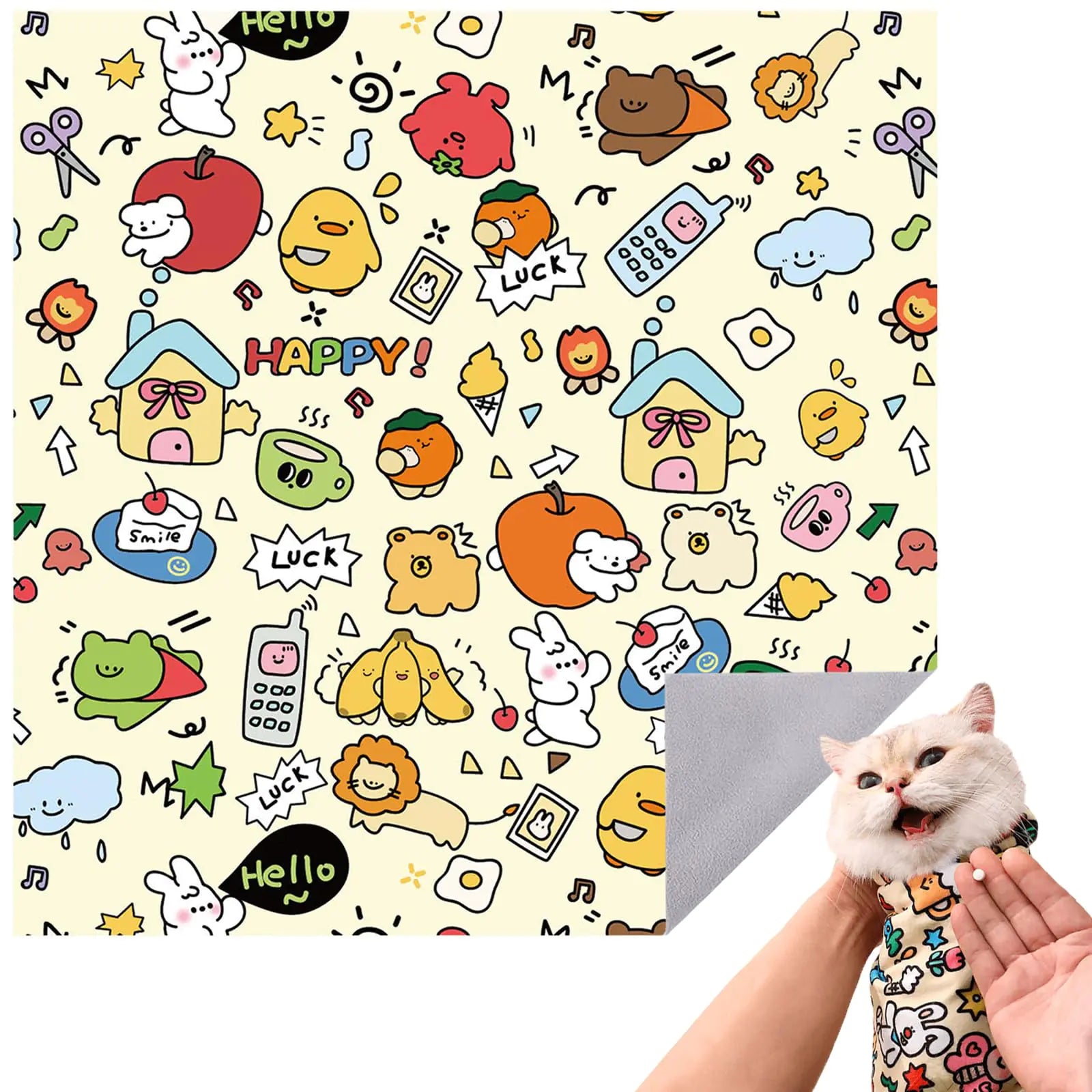 Cat Wrap for Cutting Nails Self-Adhesive Cat Grooming Wrap Calm and Cozy Cat Swaddle Burrito Wrap Cat Restraint for Nail Clipping Cat Grooming Supplies