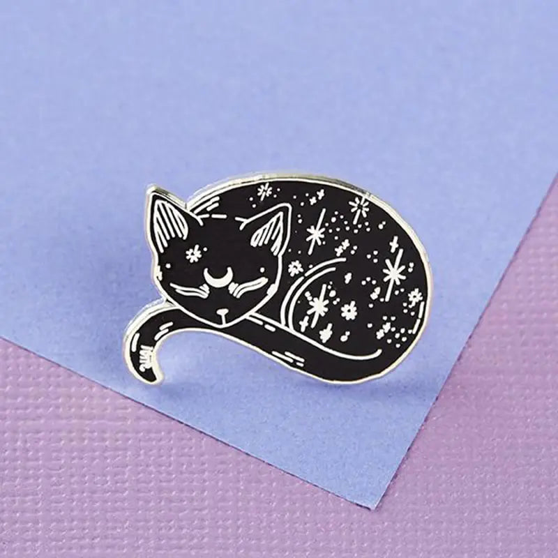 Elegant Black Cat Brooch - Cat Enamel Pin