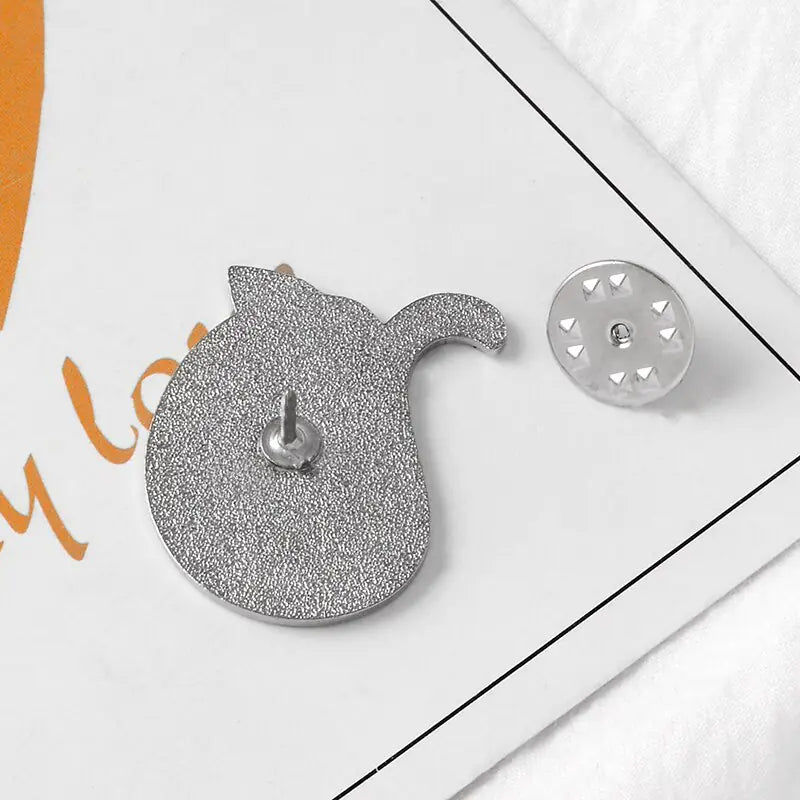 Elegant Black Cat Brooch - Cat Enamel Pin