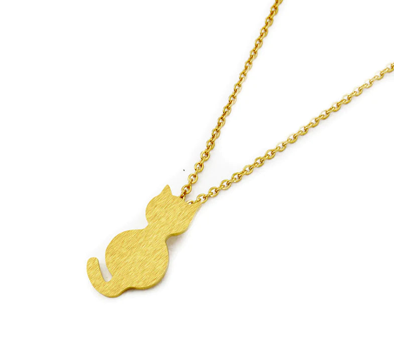 Cat Necklace with Cat Pendant and Collar Chain