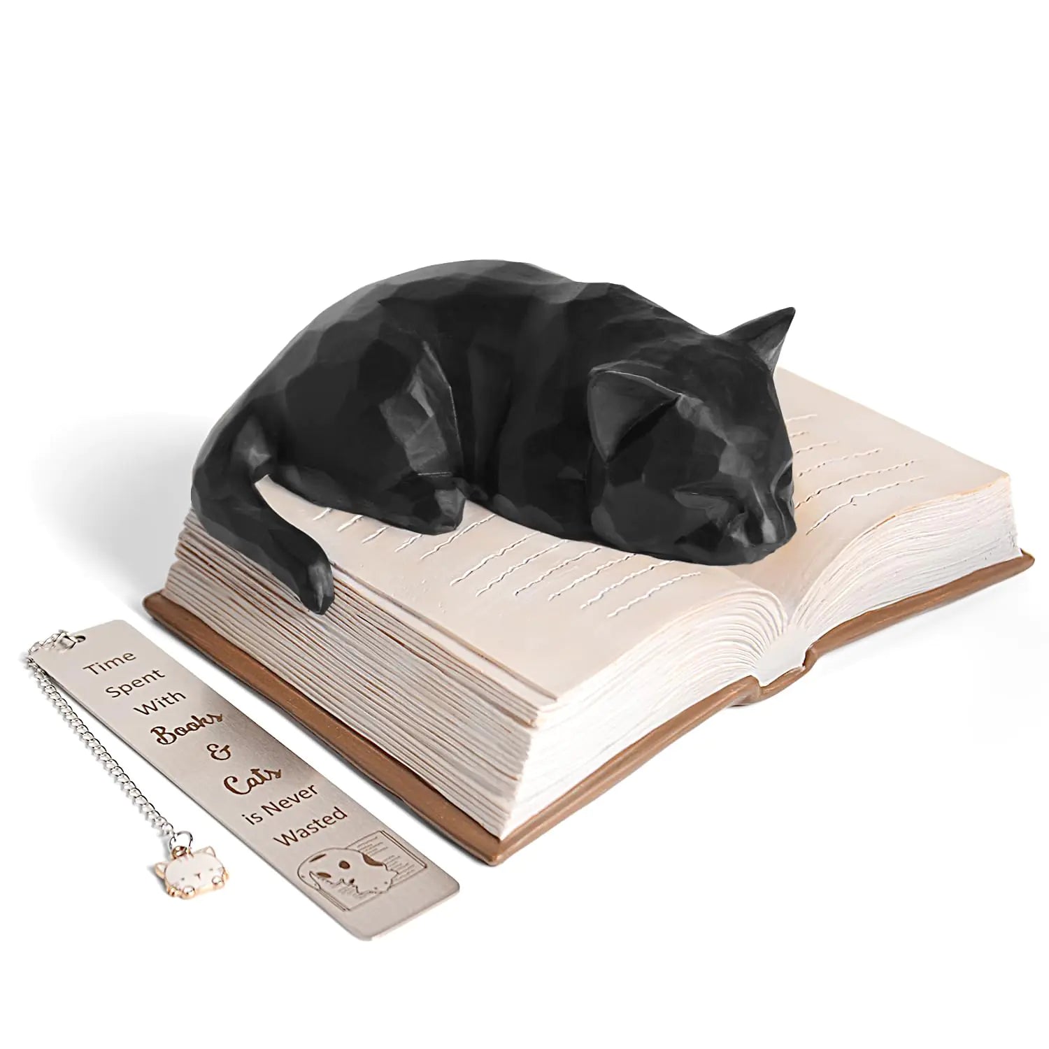 Cat Lover Book Lover Gifts Black Cat Book Figurines