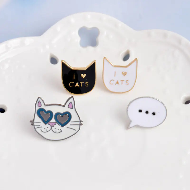 Cute Cartoon Cat Brooch for Cat Lovers and Supporters