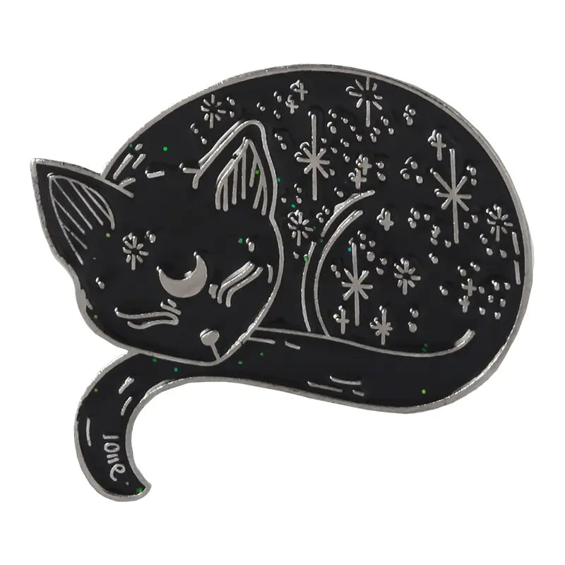 Elegant Black Cat Brooch - Cat Enamel Pin