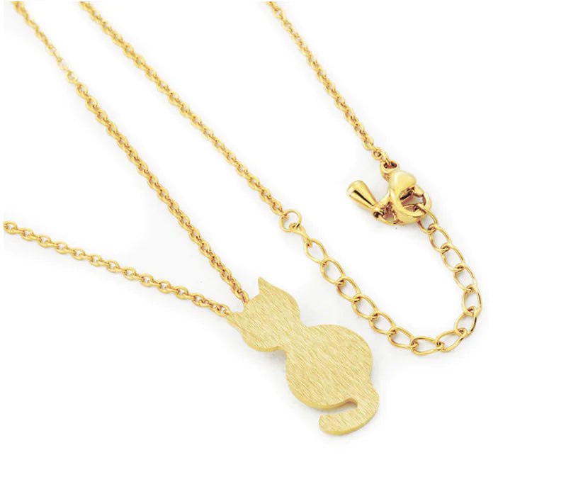 Cat Necklace with Cat Pendant and Collar Chain