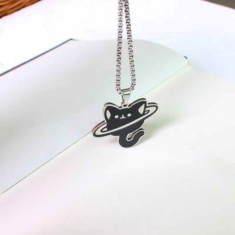 Cat in a Box Necklace - Creative Black Cat Pendant
