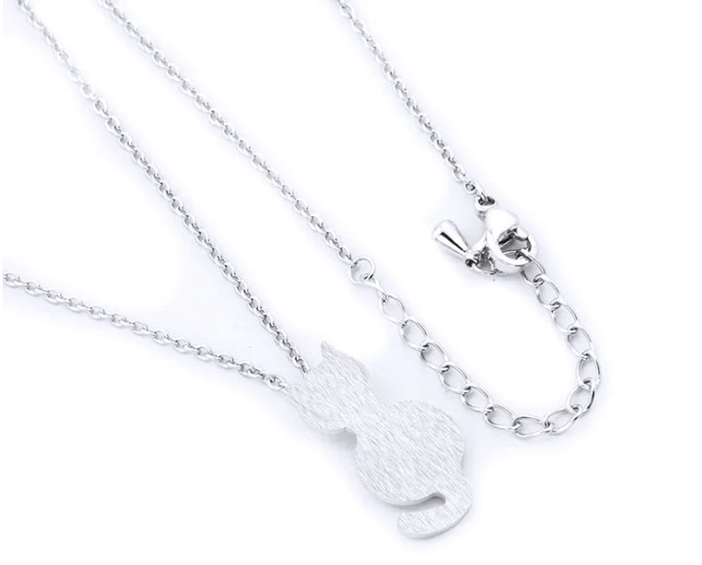 Cat Necklace with Cat Pendant and Collar Chain