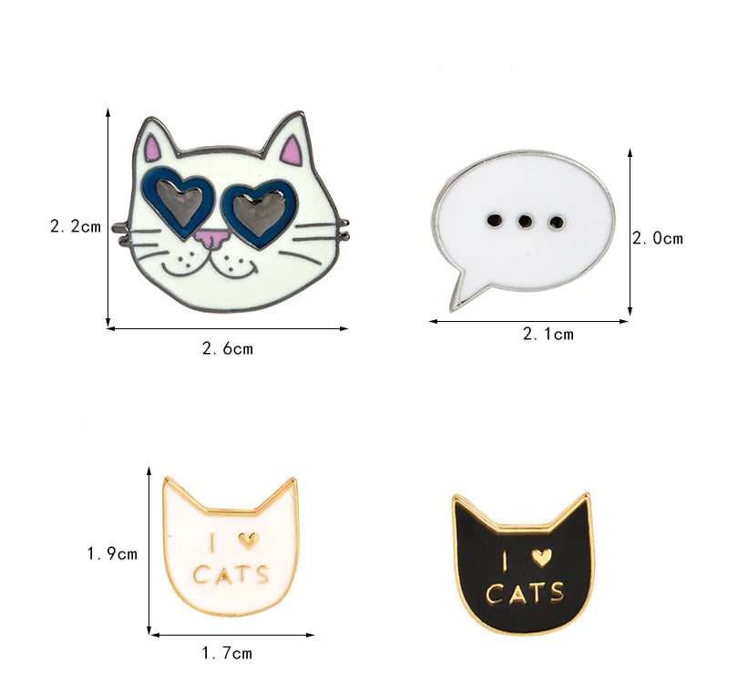 Cute Cartoon Cat Brooch for Cat Lovers and Supporters