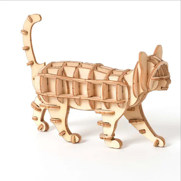 3D Wooden Cat Puzzle Toy - Walking Cat Model