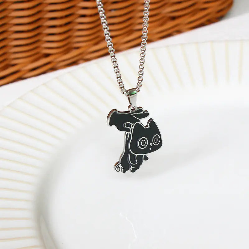Cat in a Box Necklace - Creative Black Cat Pendant