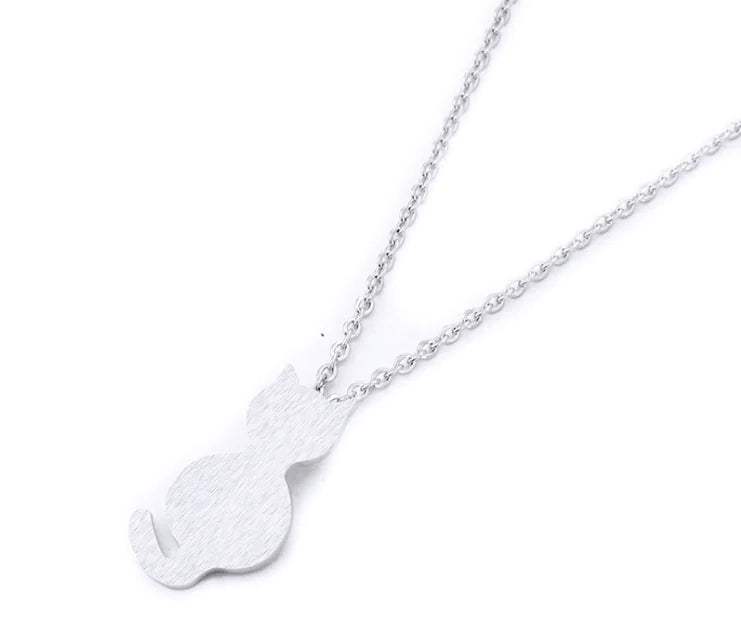 Cat Necklace with Cat Pendant and Collar Chain