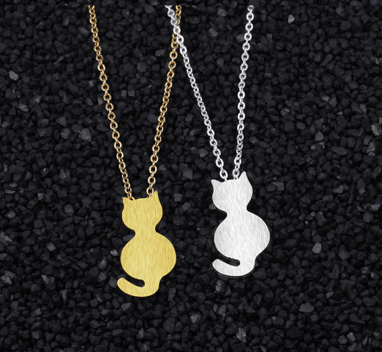 Cat Necklace with Cat Pendant and Collar Chain