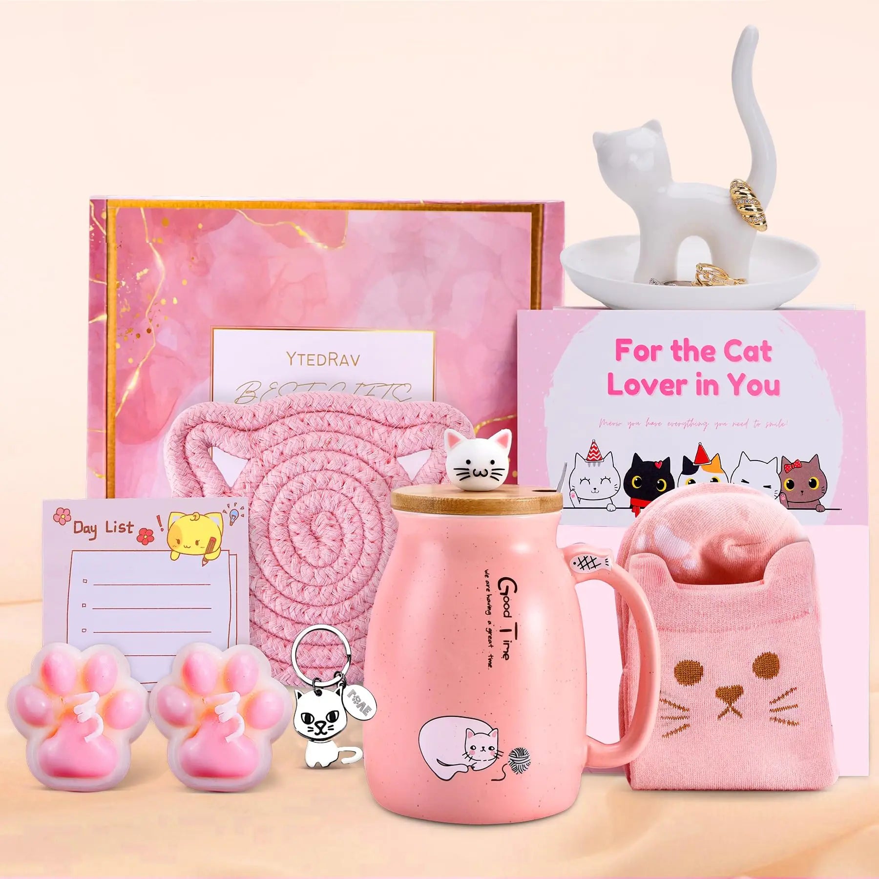 Cat Gifts for Cat Lovers Cat Lover Gifts for Women Best Cat Mom Gift Box For Christmas Birthday Mothers Day Cute Cat Themed Gifts for Friend Daughter Mother Sister Granddaughter Wife