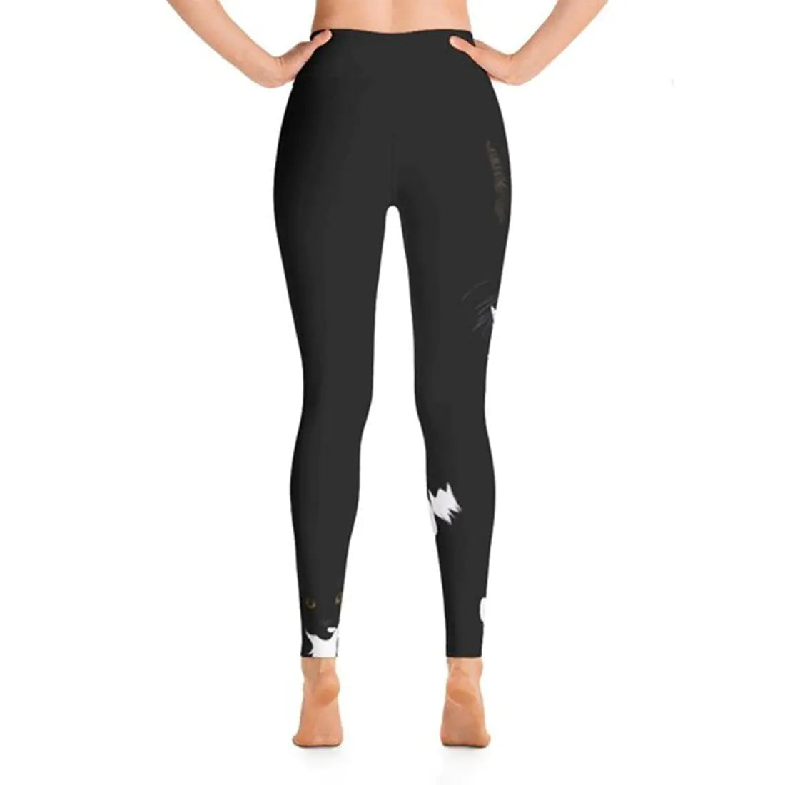 Black Cat Yoga Leggings with Cat Print